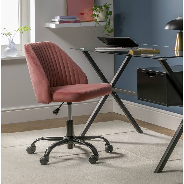 Habitat Nori Velvet Office Chair - Pink 0