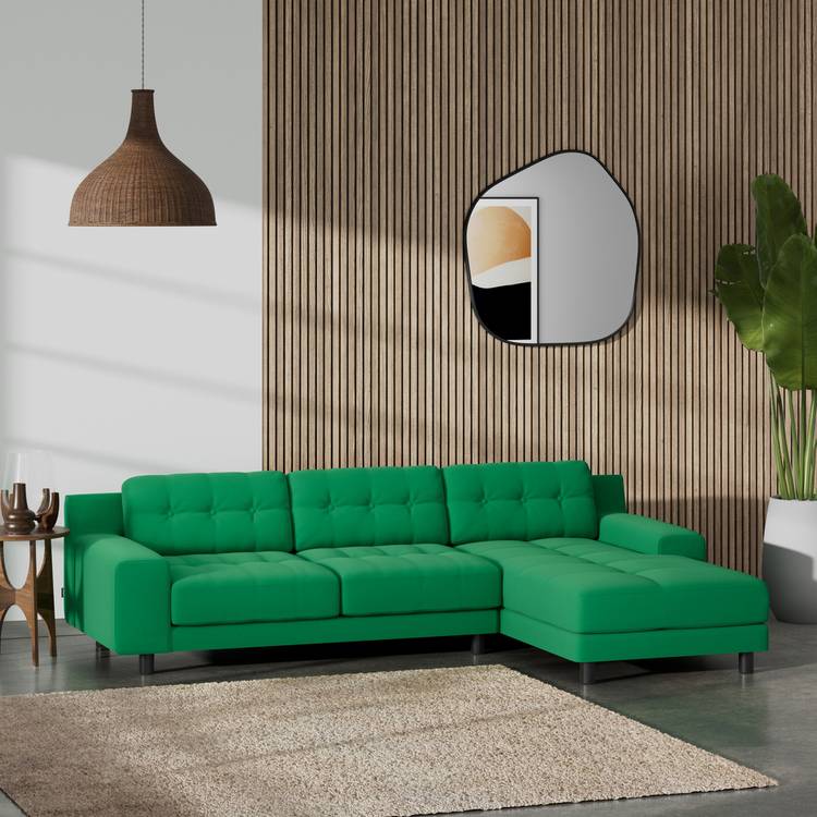 Habitat Hendricks Right Hand Corner Sofa - Green - Black Leg 0