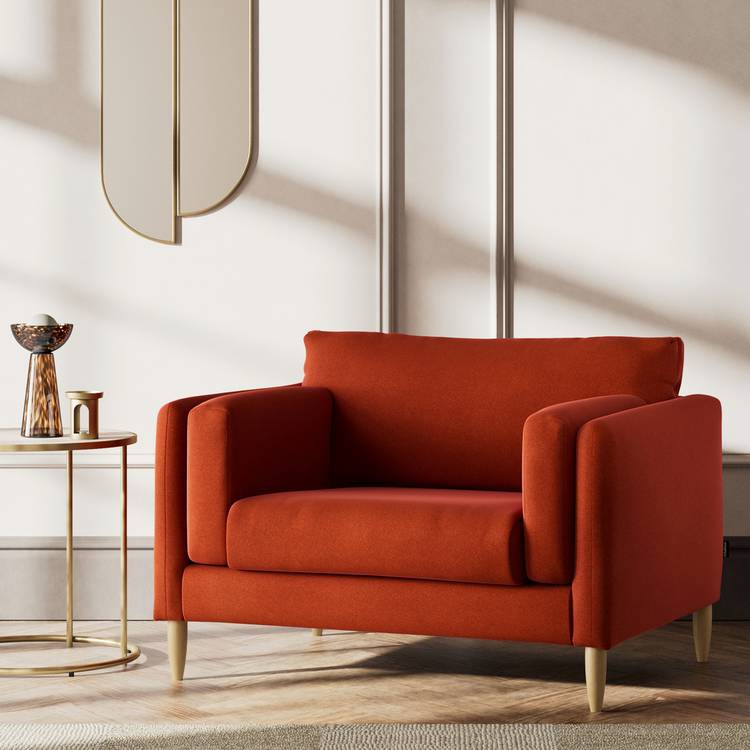 Habitat Newington Velvet Cuddle Chair - Orange - Ash Leg 0