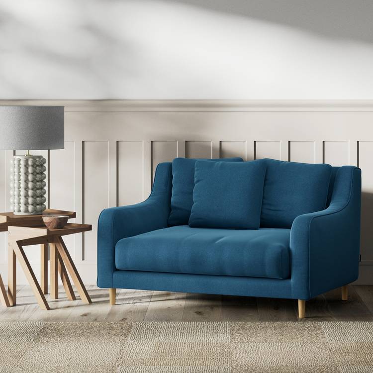 Habitat Swift Velvet  Cuddle Chair - Ink Blue - Ash Leg 0