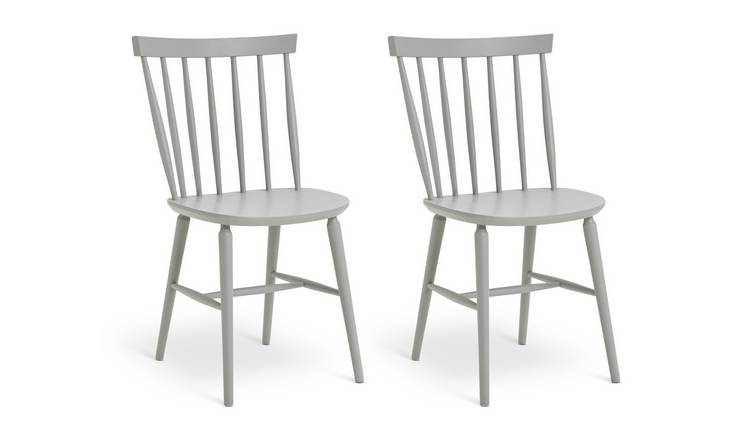 Habitat Talia Pair of Solid Wood Dining Chairs - Grey