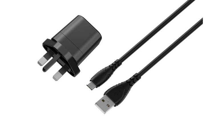 5W USB-A Mains Charger and Micro USB cable - Black