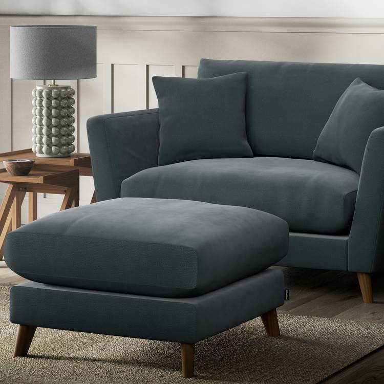 Habitat Lomond Fabric Footstool - Charcoal - Dark Leg 0