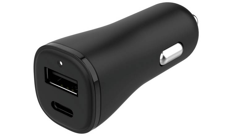 32W USB-A and USB-C Dual Port Car Charger - Black