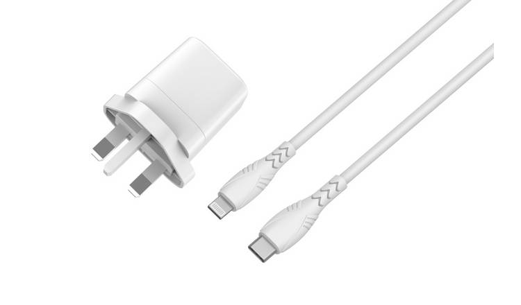 20W USB-C Mains Charger and Apple Lightning cable - White