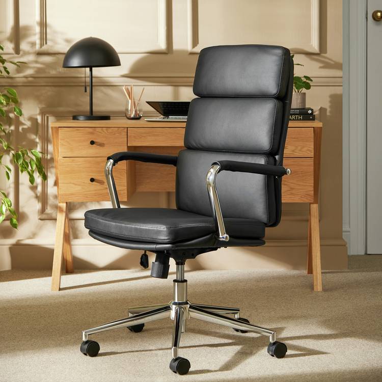 Habitat Callan Leather Mix Office Chair - Black 0