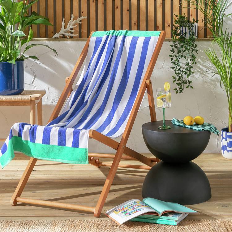 Argos Home Navy Stripe Beach Towel 0