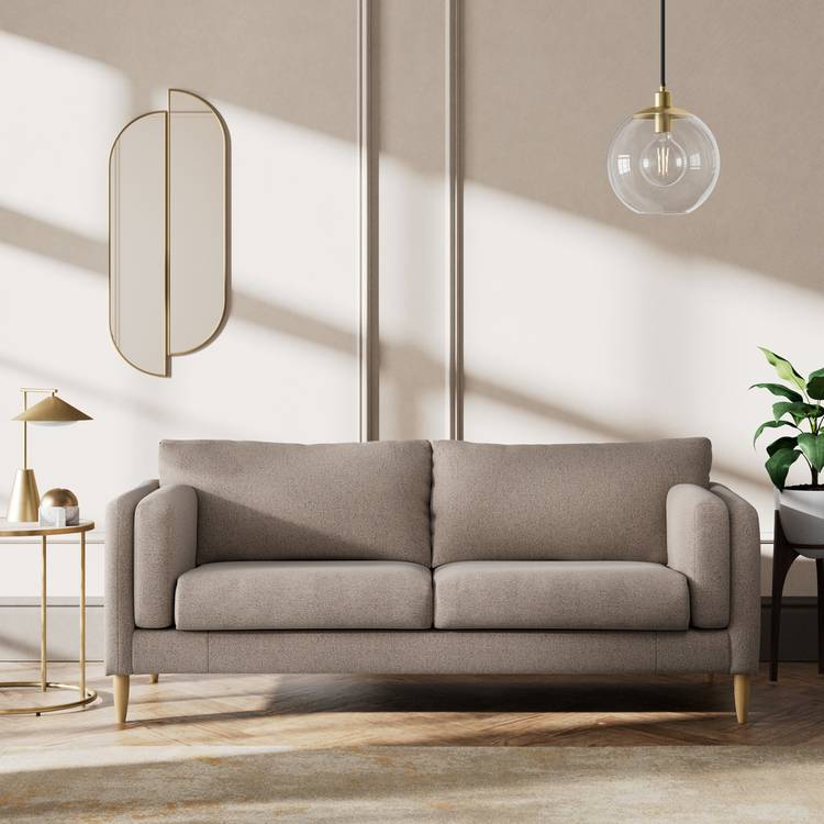 Habitat Newington Fabric 3 Seater Sofa - Mocha - Ash Leg 0