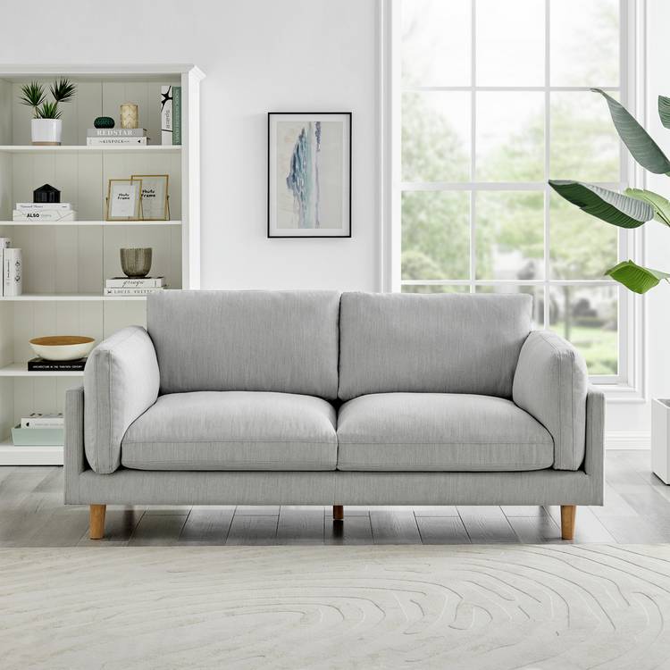 Habitat Salome Fabric 3 Seater Sofa - Light Grey 0