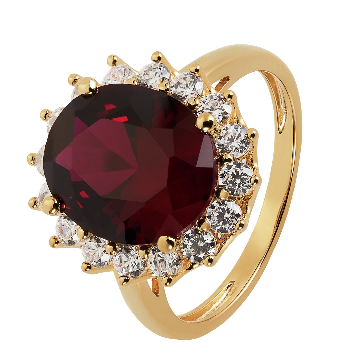 Revere 9ct Gold Plated Cubic Zirconia Halo Ring Q