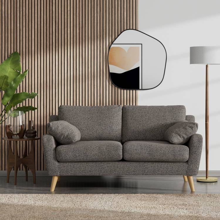 Habitat Ivor Fabric 2 Seater Sofa - Charcoal - Ash Leg 0