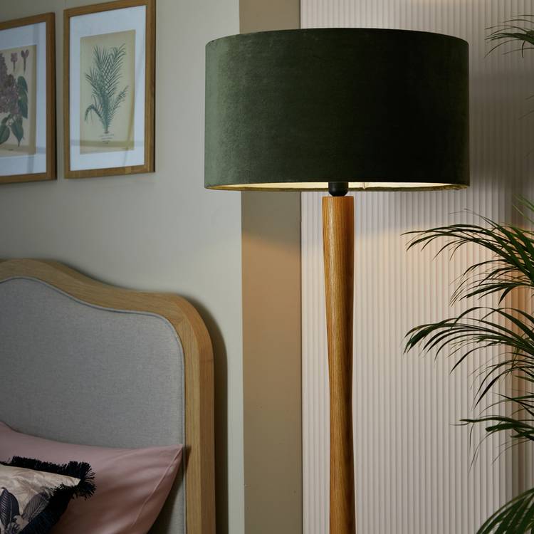 Habitat Green Velvet Easy Fit Drum Lampshade - 49cm 0