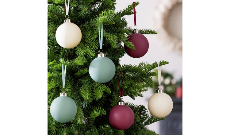 Argos Home Pack Of 6 Glass Christmas Baubles - Multicoloured