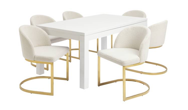 Buy Argos Home Lyssa XL Extending Dining Table 6 White Chairs Dining table and chair sets Argos