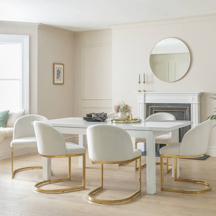 Argos Home Lyssa Extend White Dining Table & 6 White Chairs 0
