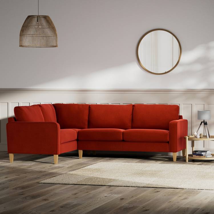 Habitat Flint Velvet Left Hand Corner Sofa - Burnt Orange 0