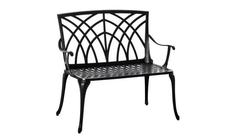 Outsunny 2 Seater Aluminium Garden Bench for Patio Terrace Porch - Black