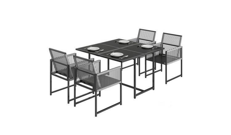 Outsunny 4 Seater Foldable Garden Dining Set - Light Grey