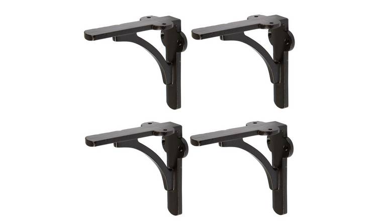 Hammer & Tongs Curved Iron Shelf Brackets - Black - Set of 4