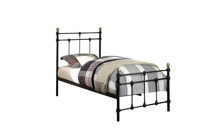 Slumberworks Bayford Vintage Style Metal Single Bed Frame – Black