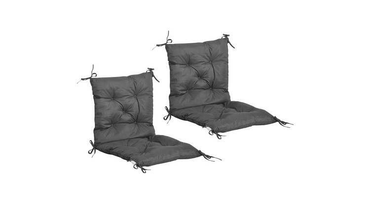 Outsunny Set of 2 Rocking Chair Cushions with Backrests - Dark Grey