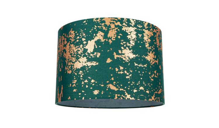 Happy Homewares Green Cotton Fabric with Copper Foil Decor Lampshade - 30cm