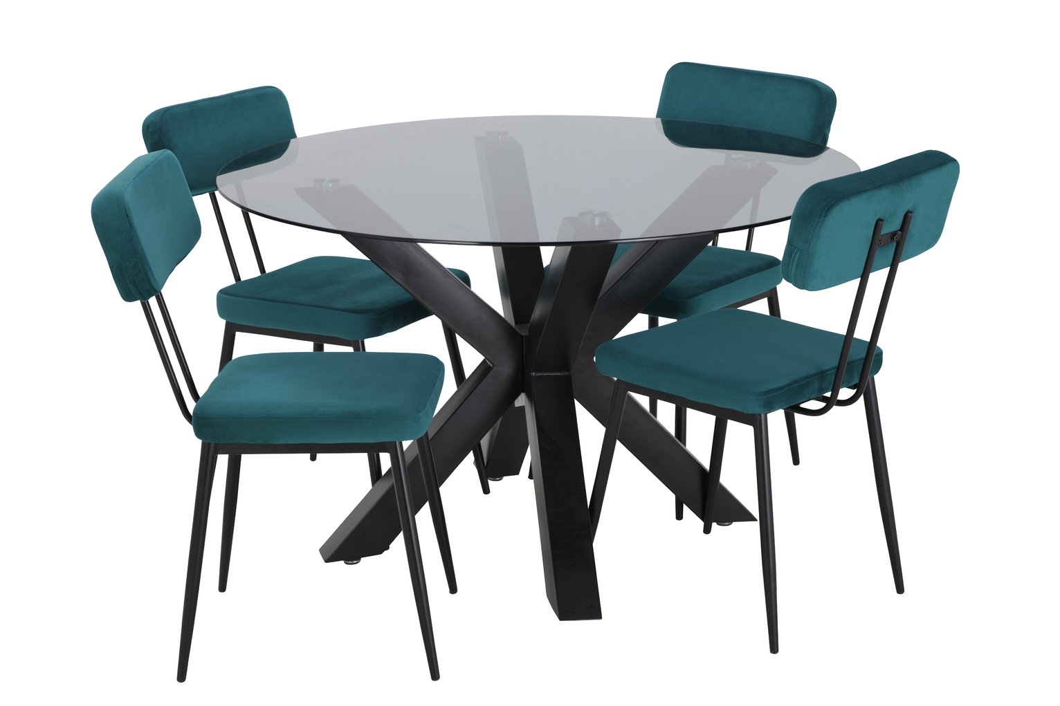 Argos Home Alden Smoked Glass Dining Table & 4 Teal Chairs Review