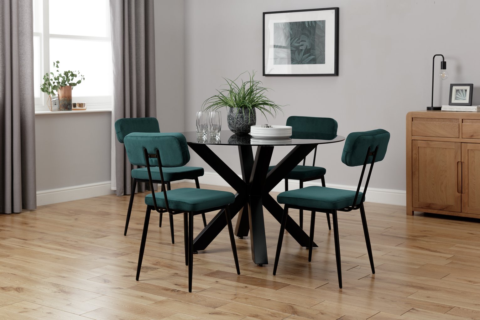 Argos Home Alden Smoked Glass Dining Table & 4 Teal Chairs Review