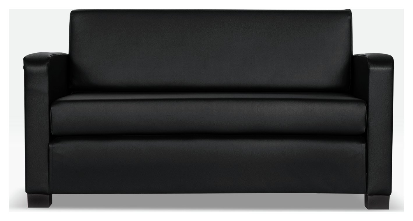 Argos Home Lucy Faux Leather 2 Seater Sofa Bed - Black