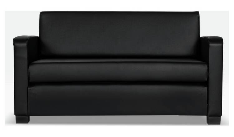 Black faux leather 2 deals seater sofa