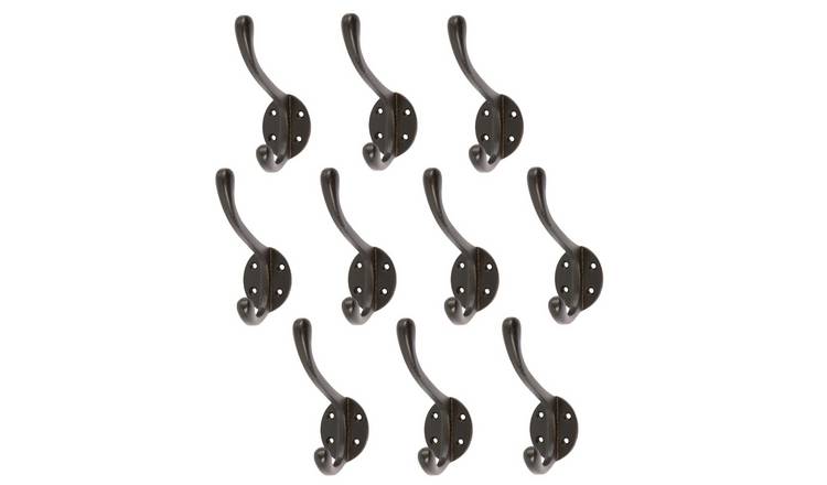Hammer & Tongs Hat & Coat Hook - Black - Pack of 10