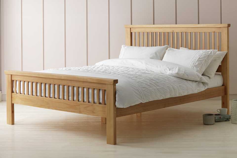 Double wooden bed frame.