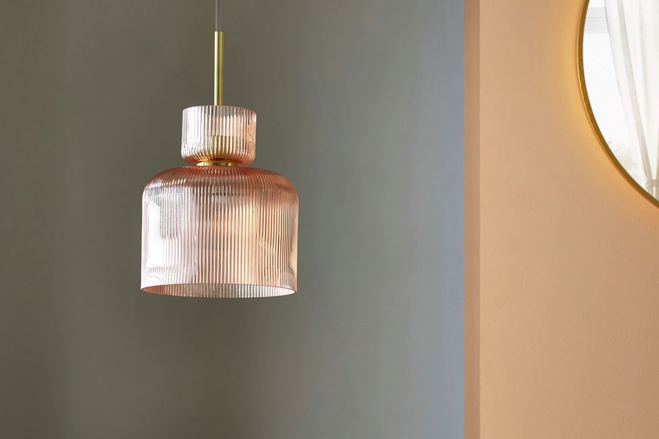 Shore Light Rika Ribbed Glass Pendant Light.