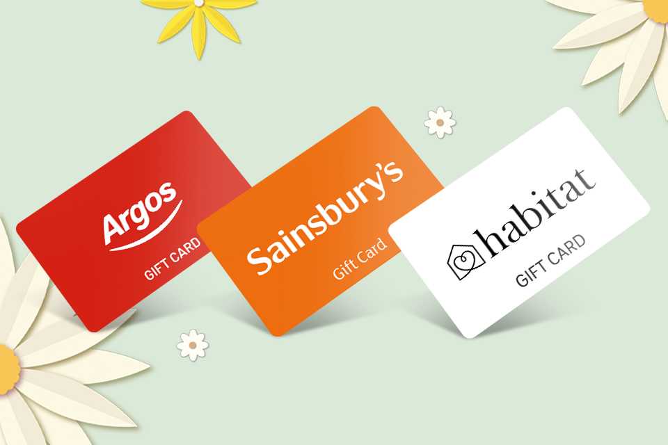 An Argos gift card,  a Sainsbury's gift card and a Habitat gift card.