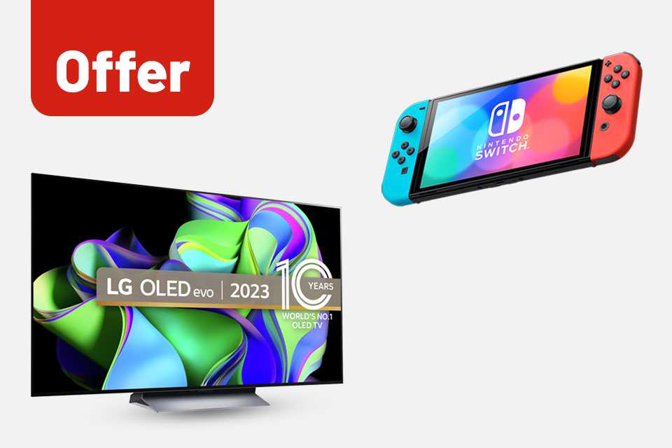 Buy selected LG OLED TVs with a Nintendo Switch OLED Console & Save £309.99.