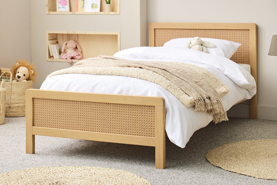 A Habitat Norah slatted bed in wood.