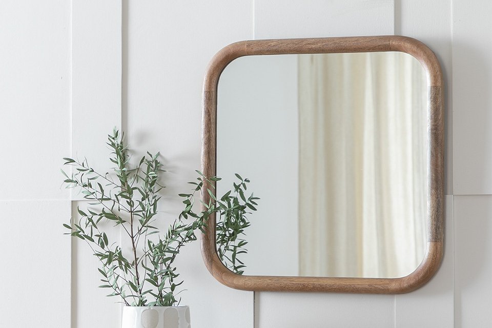Habitat Brown Chunky Mango Wood Wall Mirror.
