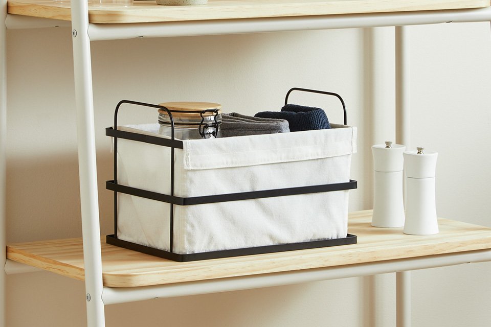 Habitat 14L Industrial Handled wire storage basket in white.