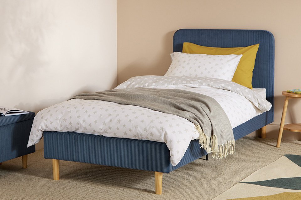 Habitat Arden Single Fabric Bed Frame - Blue.
