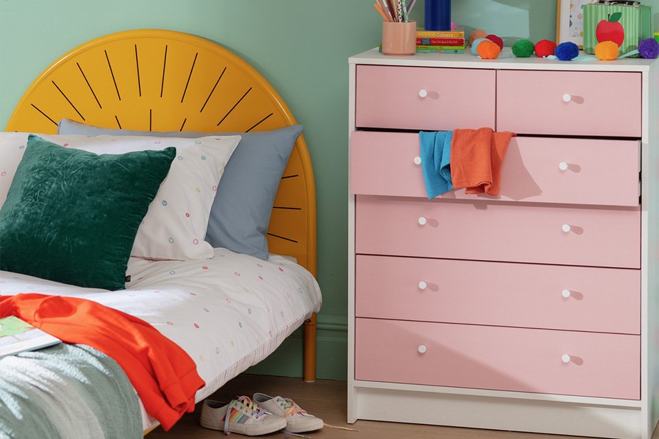 Argos Home Kids Malibu 6 Drawer Chest - Pink & White.