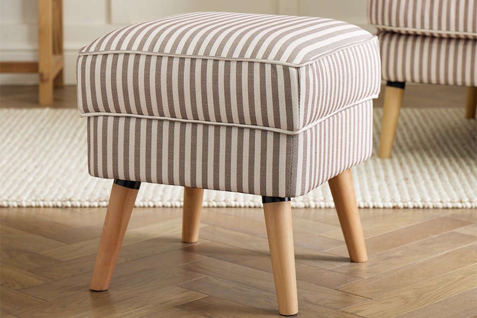 Habitat Callie Fabric Footstool - Natural Stripe.