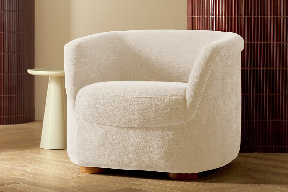 Habitat cream chair in a living room.
