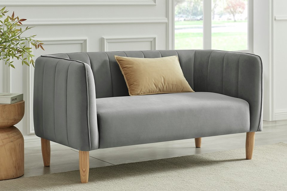 Argos Home Pandora Velvet 2 Seater Sofa - Grey.