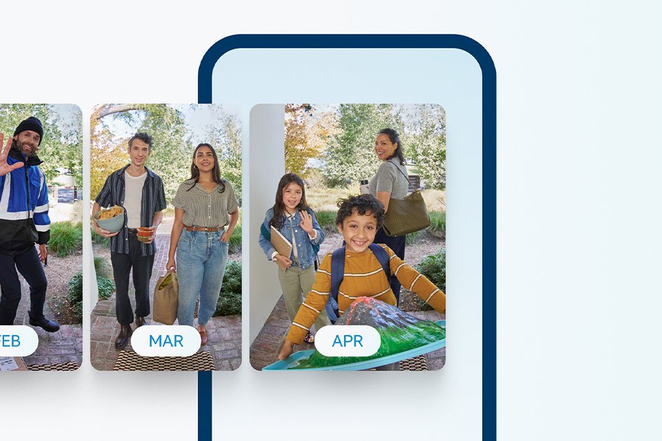 Phone screen showing Ring security camera footage history.