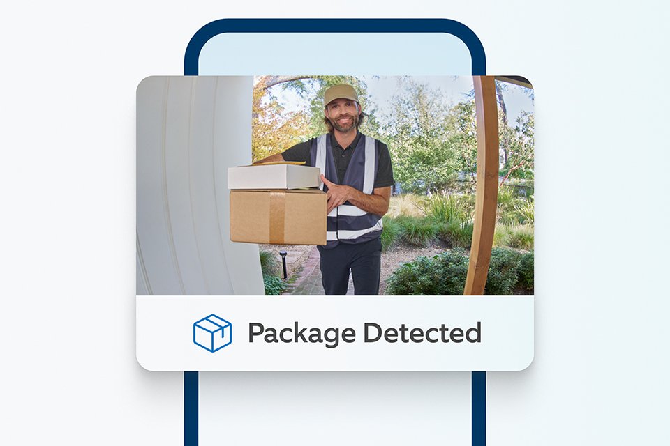 Phone screen showing 'Parcel detected' alert.