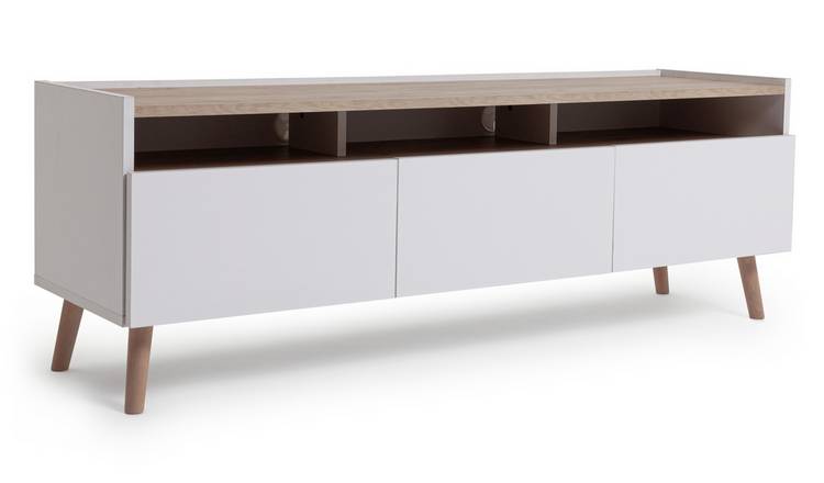 White and brown on sale tv stand