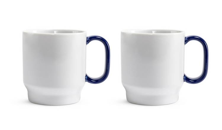 Designed By Sebastian Conran Set of 2 Porcelain Mugs – Blue