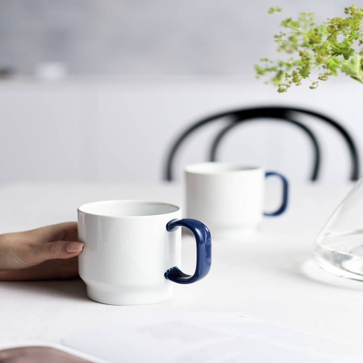 Designed By Sebastian Conran Set of 2 Porcelain Mugs – Blue 0