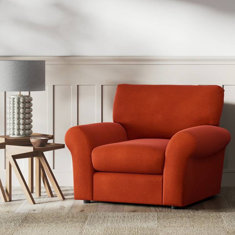 Habitat Molton Velvet Armchair - Burnt Orange 0