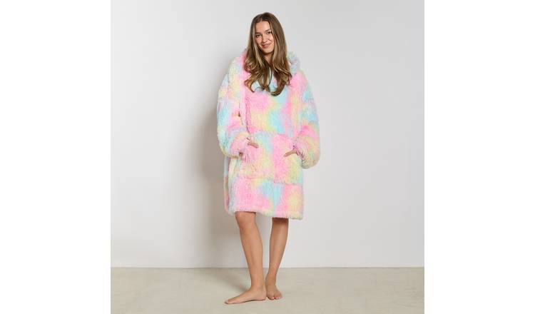 OHS Fluffy Fleece Hoodie Blanket - One Size - Multi